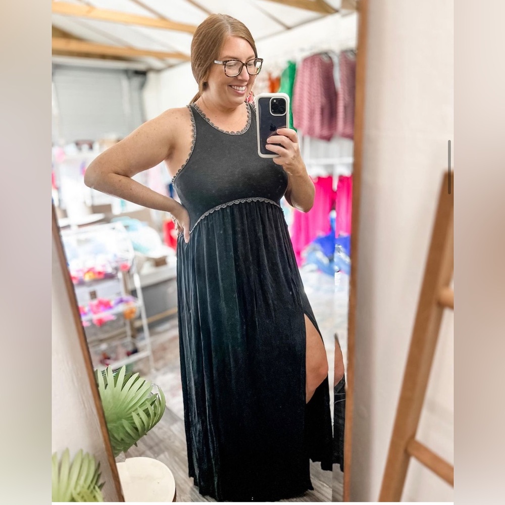 Front Slit Knit Racerback Maxi
